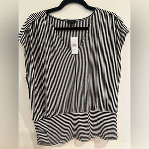 Ann Taylor Factory Black and White Striped Blouse - Large - NWT